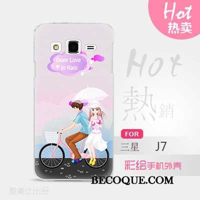 Samsung Galaxy J7 2015 Coque Téléphone Portable Étui Protection Très Mince Dessin Animé Violet