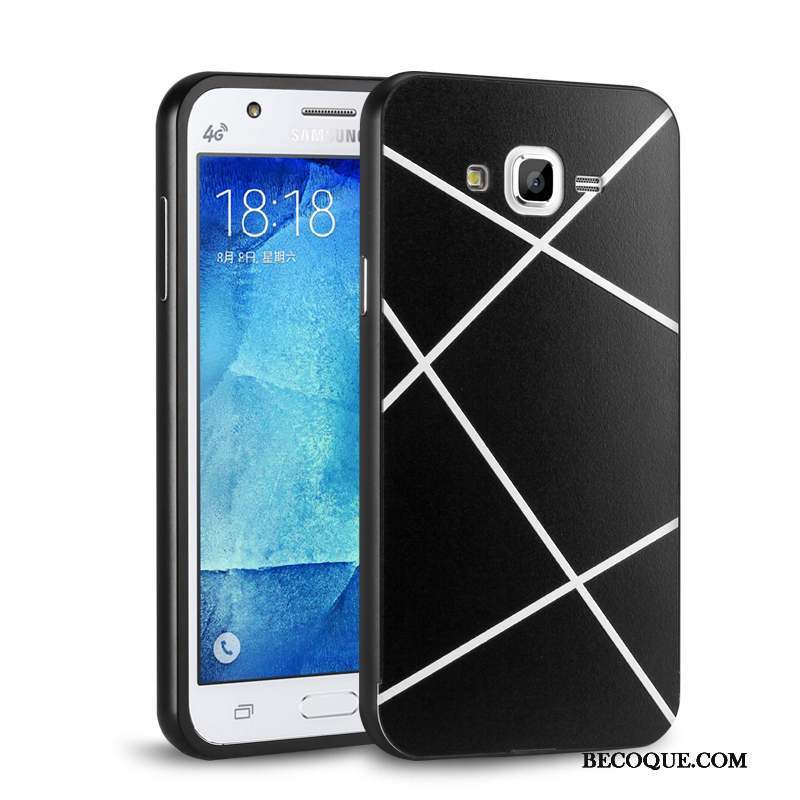Samsung Galaxy J7 2015 Noir Couvercle Arrière Étui Métal Coque Difficile