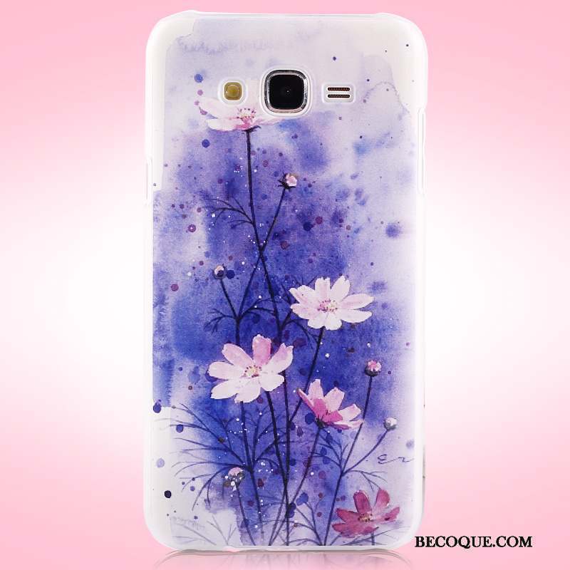 Samsung Galaxy J7 2015 Protection Coque De Téléphone Étui Fleurs Délavé En Daim