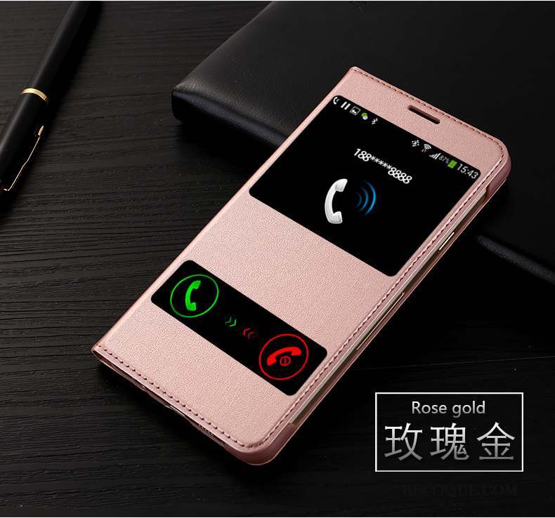 Samsung Galaxy J7 2015 Protection Coque Étui En Cuir Rose Incassable De Téléphone