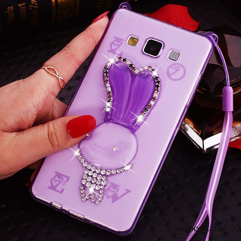 Samsung Galaxy J7 2015 Strass Blanc Téléphone Portable Transparent Silicone Coque