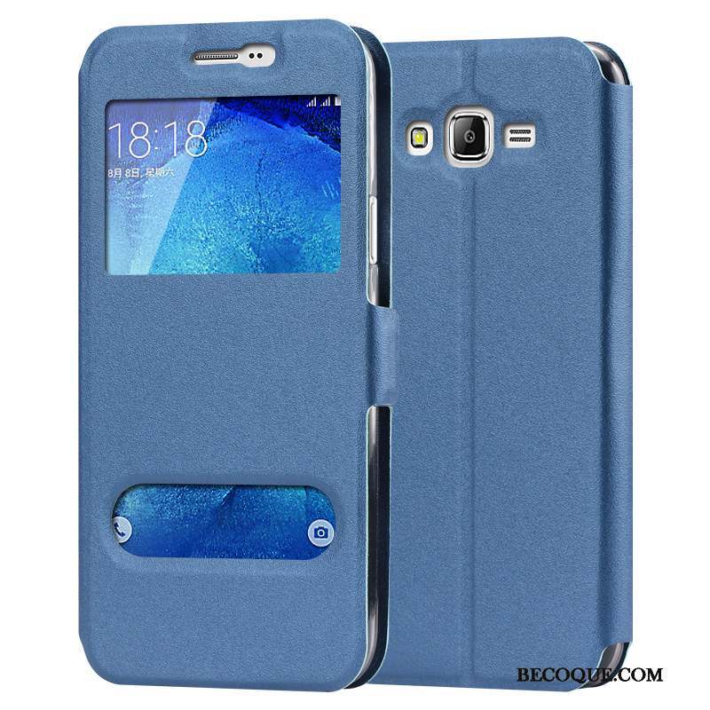 Samsung Galaxy J7 2015 Étui Coque De Téléphone Téléphone Portable Protection Bleu Étui En Cuir