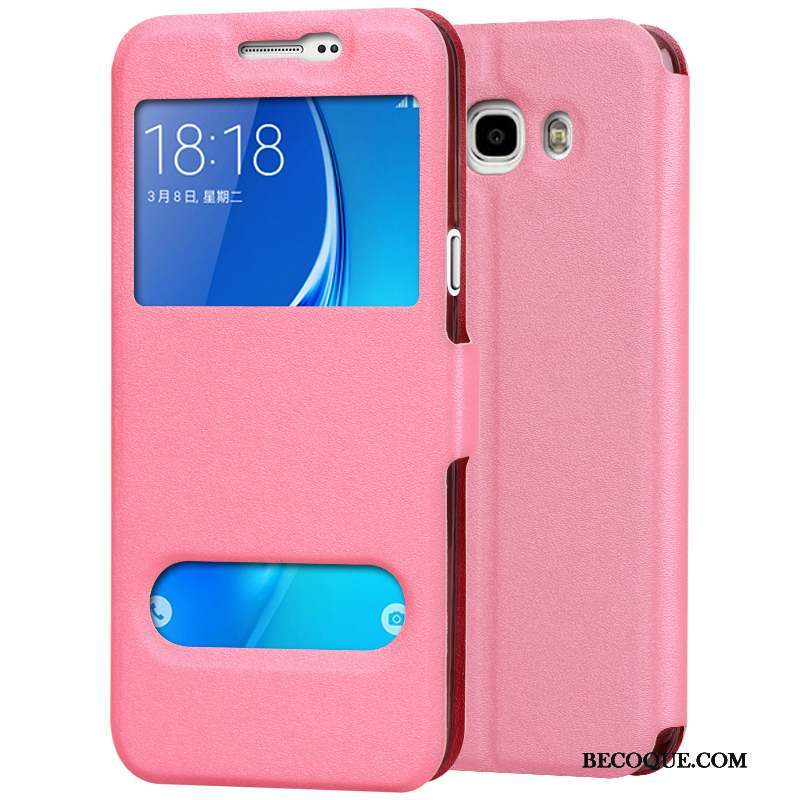 Samsung Galaxy J7 2016 Coque De Téléphone Étui En Cuir Silicone Protection Tout Compris Rouge