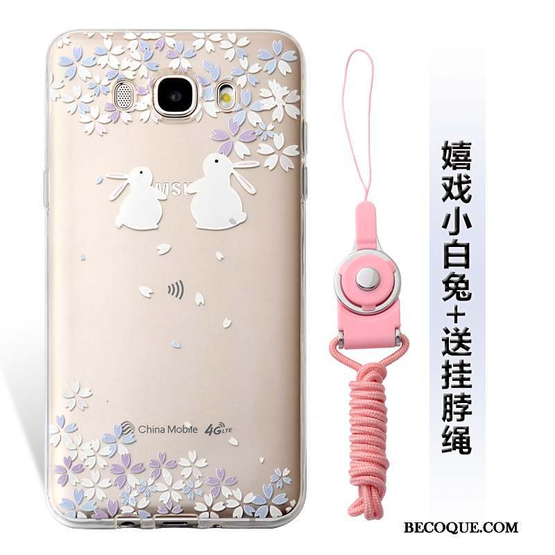 Samsung Galaxy J7 2016 Coque Fluide Doux Ornements Suspendus Étui Téléphone Portable Gaufrage Violet