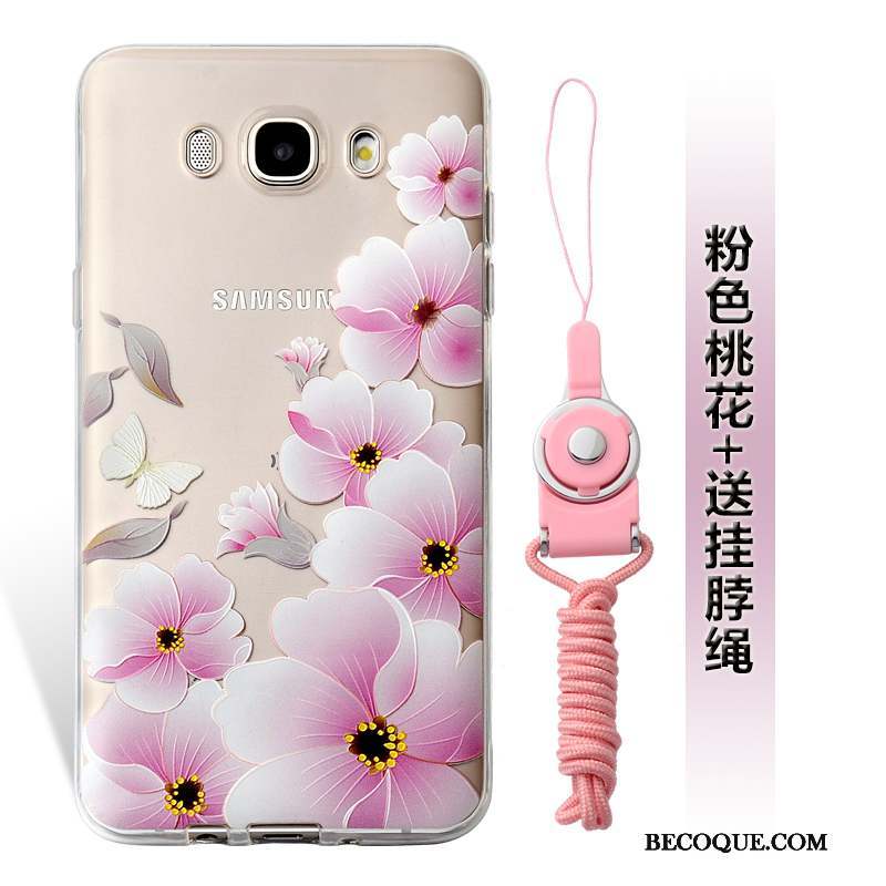 Samsung Galaxy J7 2016 Coque Fluide Doux Ornements Suspendus Étui Téléphone Portable Gaufrage Violet