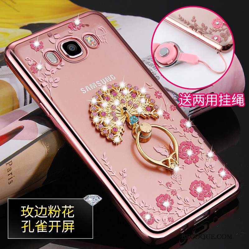 Samsung Galaxy J7 2016 Coque Fluide Doux Étui Tout Compris Incassable Or Rose Ornements Suspendus