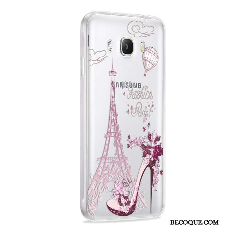 Samsung Galaxy J7 2016 Coque Incassable Rose Étui Gris Fluide Doux Silicone