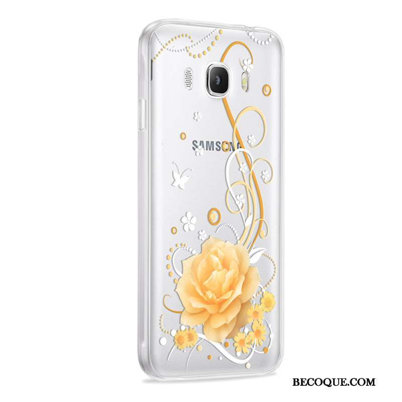 Samsung Galaxy J7 2016 Coque Incassable Rose Étui Gris Fluide Doux Silicone