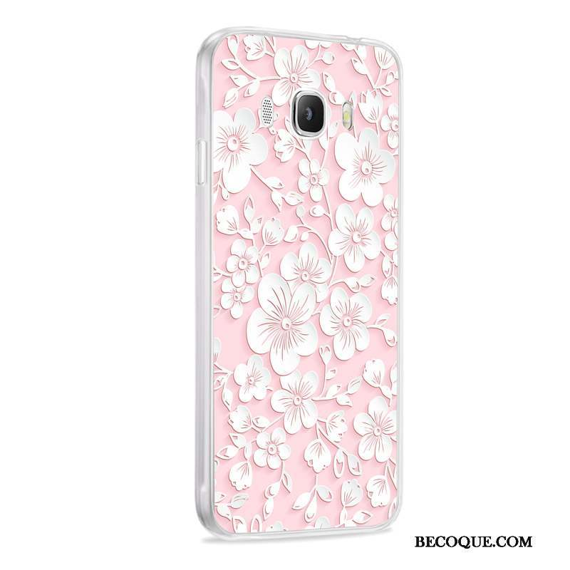 Samsung Galaxy J7 2016 Coque Incassable Rose Étui Gris Fluide Doux Silicone