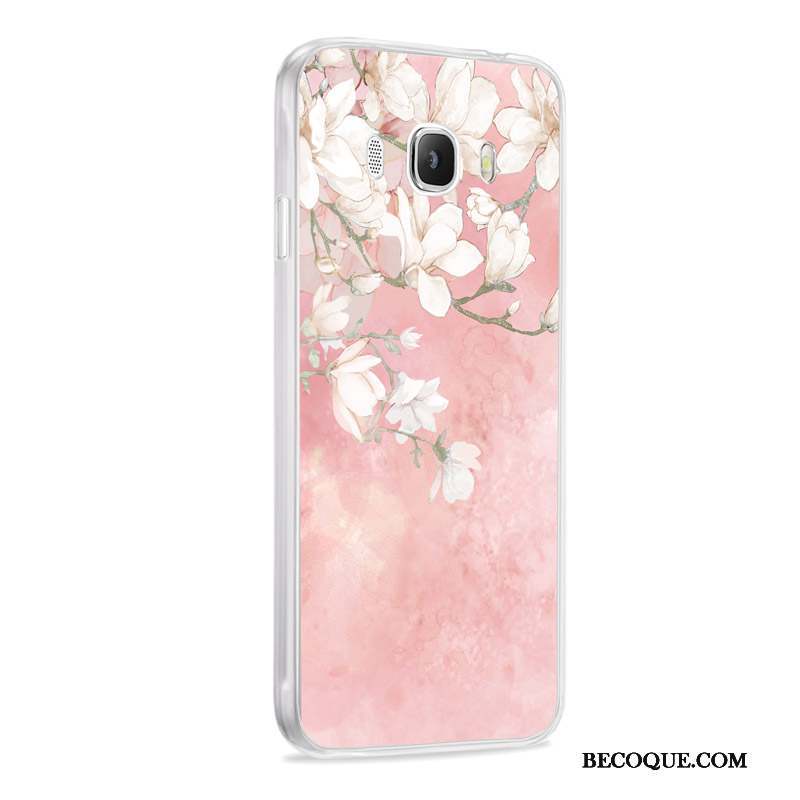 Samsung Galaxy J7 2016 Coque Incassable Rose Étui Gris Fluide Doux Silicone