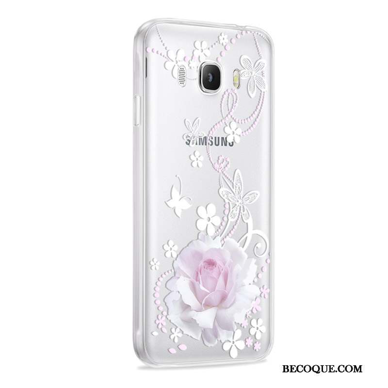 Samsung Galaxy J7 2016 Coque Incassable Rose Étui Gris Fluide Doux Silicone