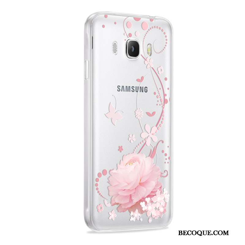 Samsung Galaxy J7 2016 Coque Incassable Rose Étui Gris Fluide Doux Silicone