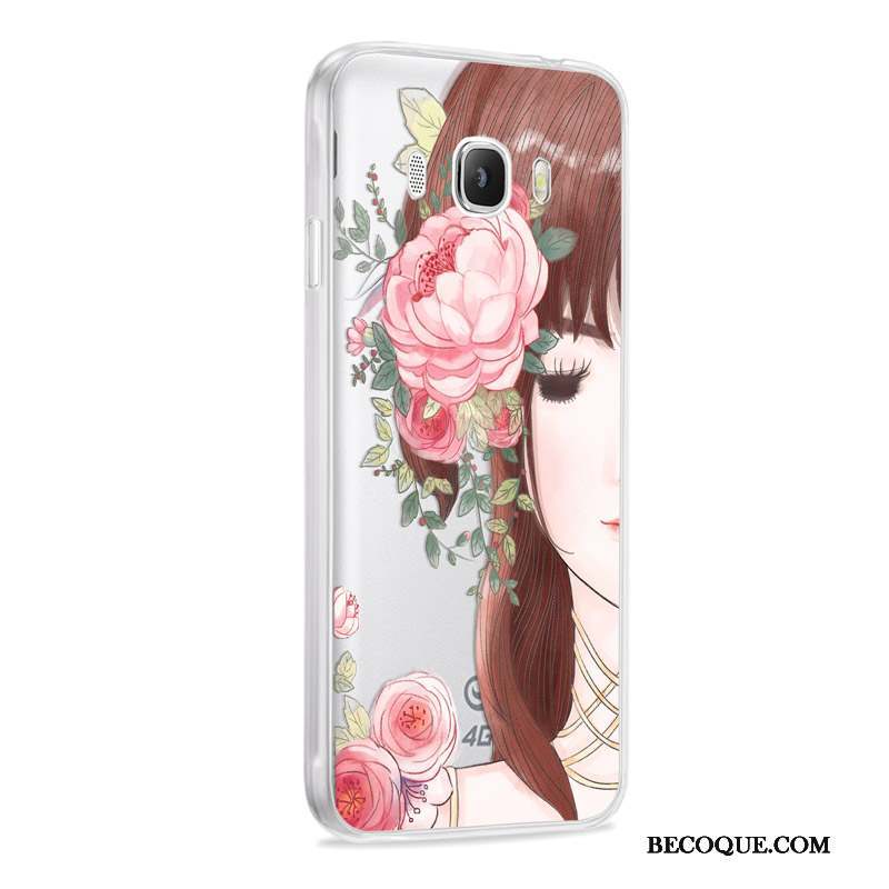 Samsung Galaxy J7 2016 Coque Incassable Rose Étui Gris Fluide Doux Silicone