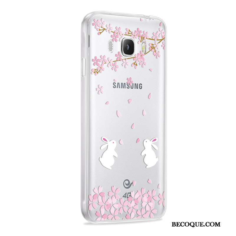 Samsung Galaxy J7 2016 Coque Incassable Rose Étui Gris Fluide Doux Silicone