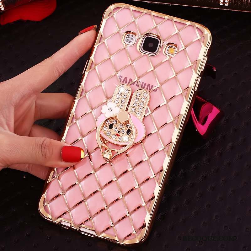 Samsung Galaxy J7 2016 Or Rose Une Agrafe Étui Anneau Protection Coque