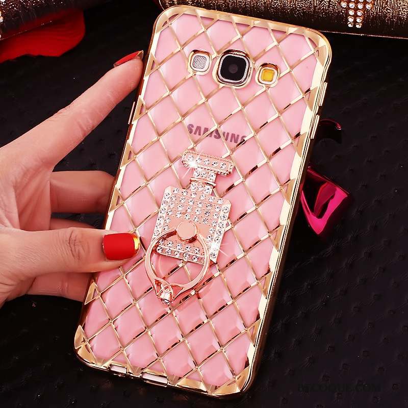 Samsung Galaxy J7 2016 Or Rose Une Agrafe Étui Anneau Protection Coque