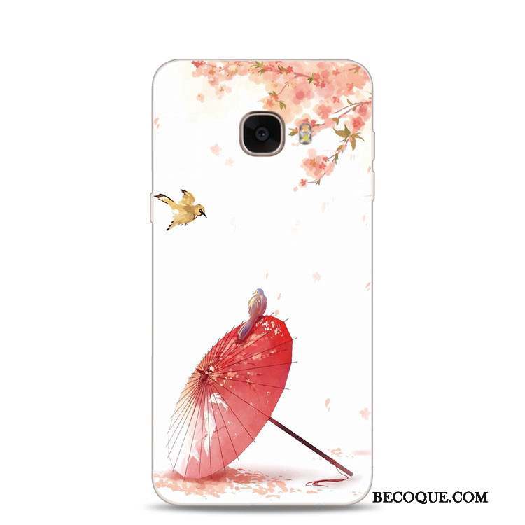 Samsung Galaxy J7 2017 Coque De Téléphone Rouge Rose Gaufrage Support Fleur De Pêche