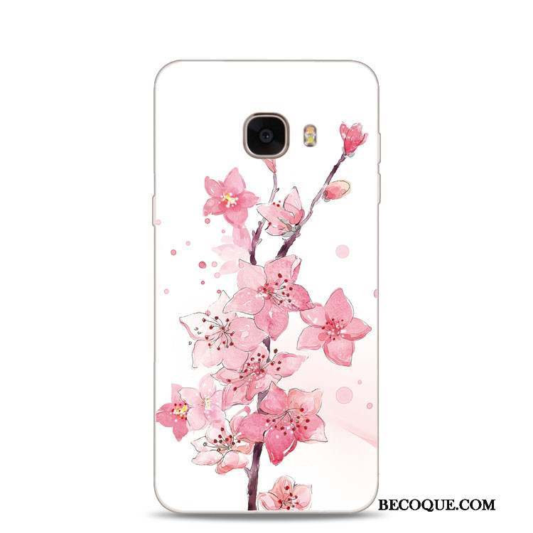 Samsung Galaxy J7 2017 Coque De Téléphone Rouge Rose Gaufrage Support Fleur De Pêche