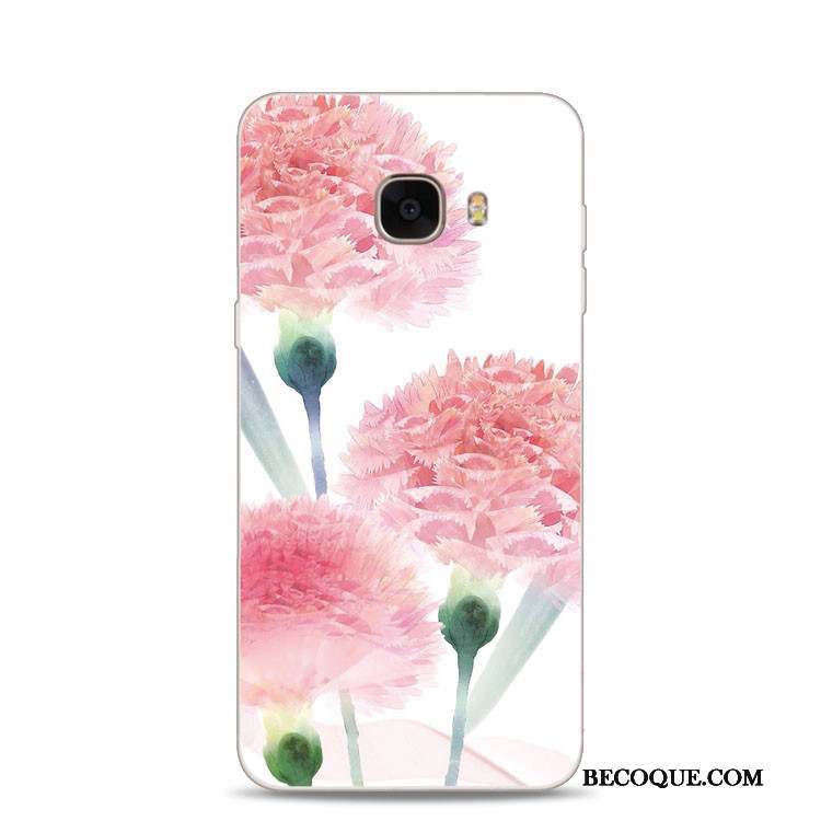Samsung Galaxy J7 2017 Coque De Téléphone Rouge Rose Gaufrage Support Fleur De Pêche