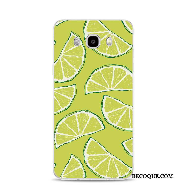 Samsung Galaxy J7 2017 Fluide Doux Vert Coque Silicone Gaufrage Citron