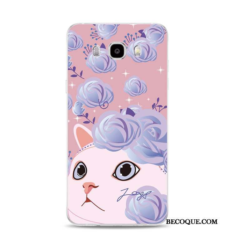 Samsung Galaxy J7 2017 Gaufrage Fluide Doux Support Coque Rose Fleur