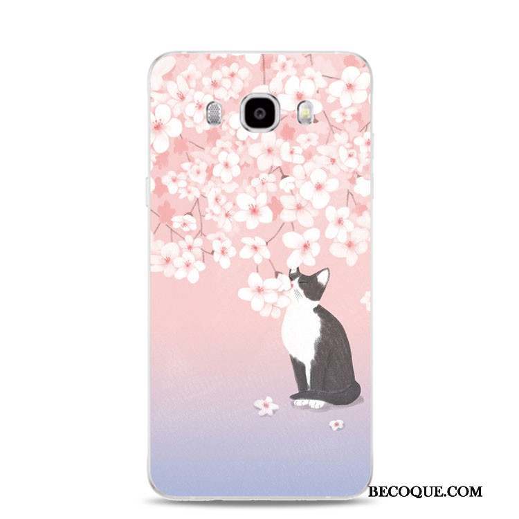 Samsung Galaxy J7 2017 Gaufrage Fluide Doux Support Coque Rose Fleur