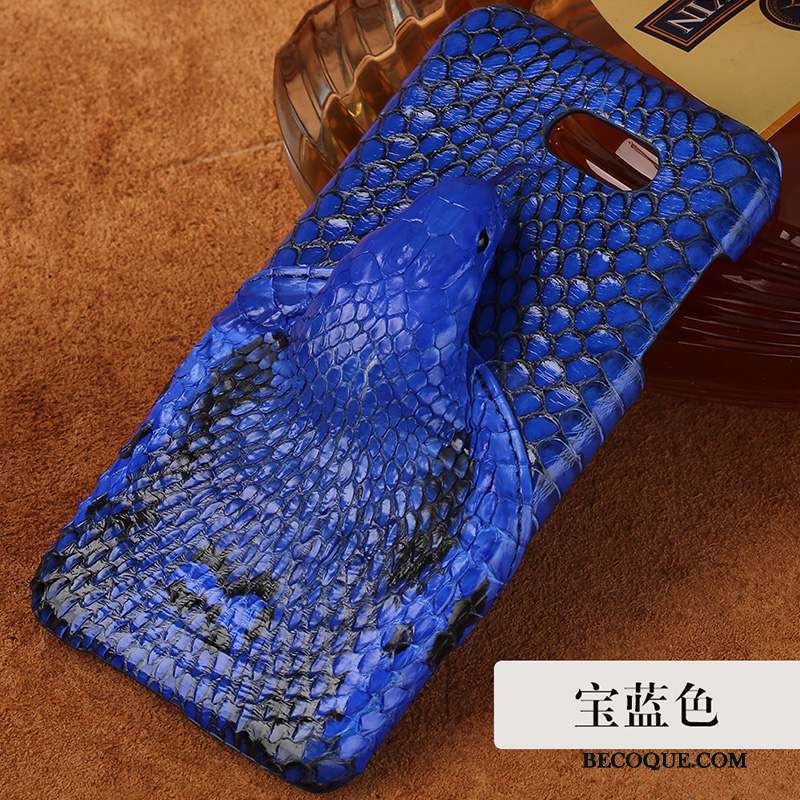 Samsung Galaxy J7 2017 Nouveau Support Cuir Véritable Bleu Étui En Cuir Coque De Téléphone