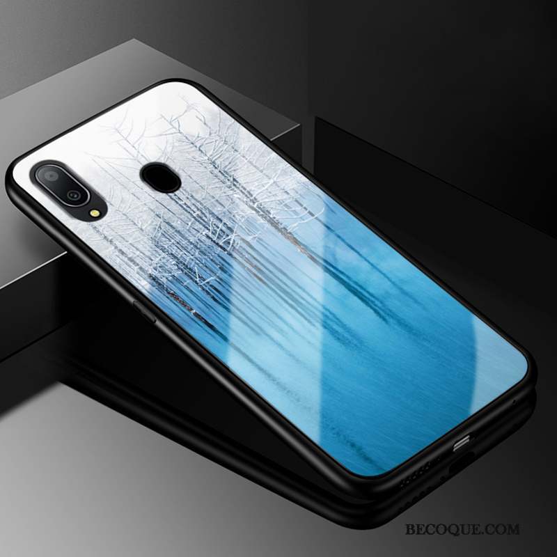 Samsung Galaxy M20 Coque Personnalité Europe Verre Violet Incassable Créatif