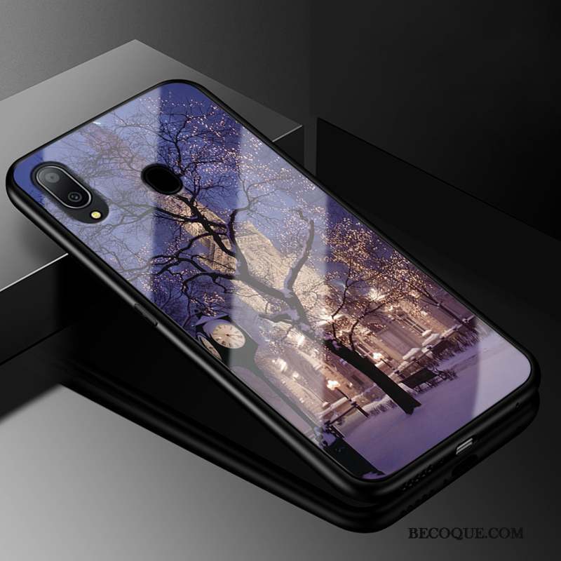 Samsung Galaxy M20 Coque Personnalité Europe Verre Violet Incassable Créatif