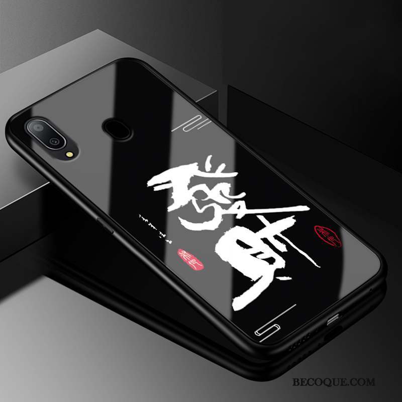 Samsung Galaxy M20 Coque Personnalité Verre Mode Incassable Protection Noir
