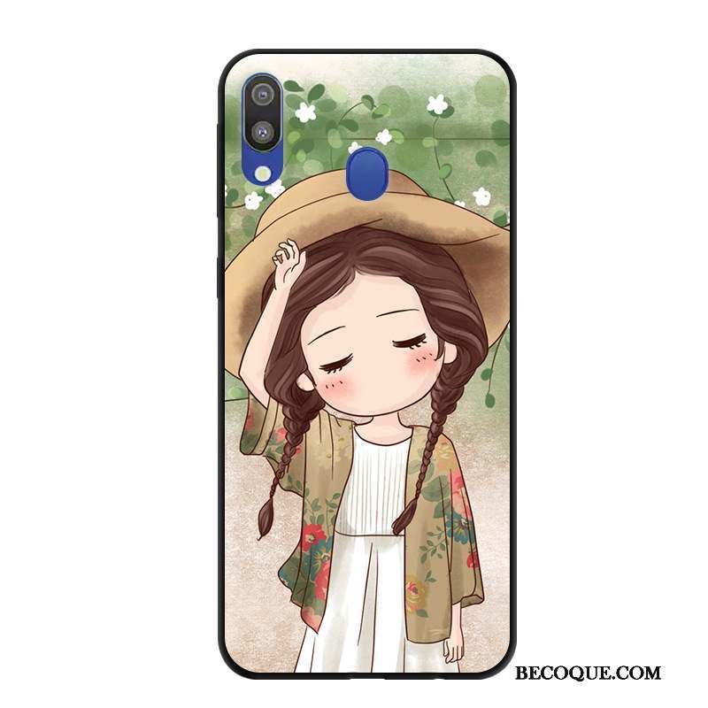 Samsung Galaxy M20 Protection Étui Délavé En Daim Incassable Coque De Téléphone Dessin Animé