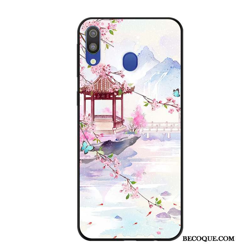 Samsung Galaxy M20 Protection Étui Délavé En Daim Incassable Coque De Téléphone Dessin Animé