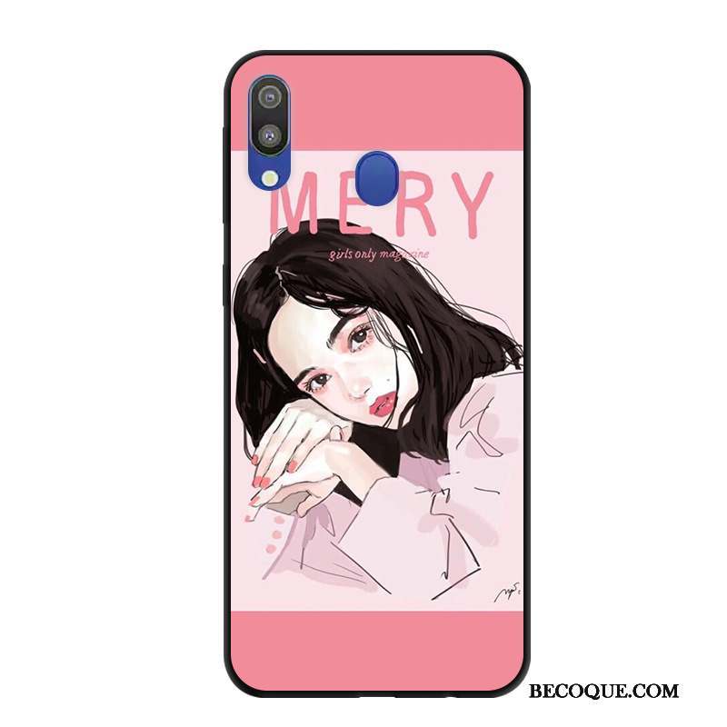 Samsung Galaxy M20 Protection Étui Délavé En Daim Incassable Coque De Téléphone Dessin Animé