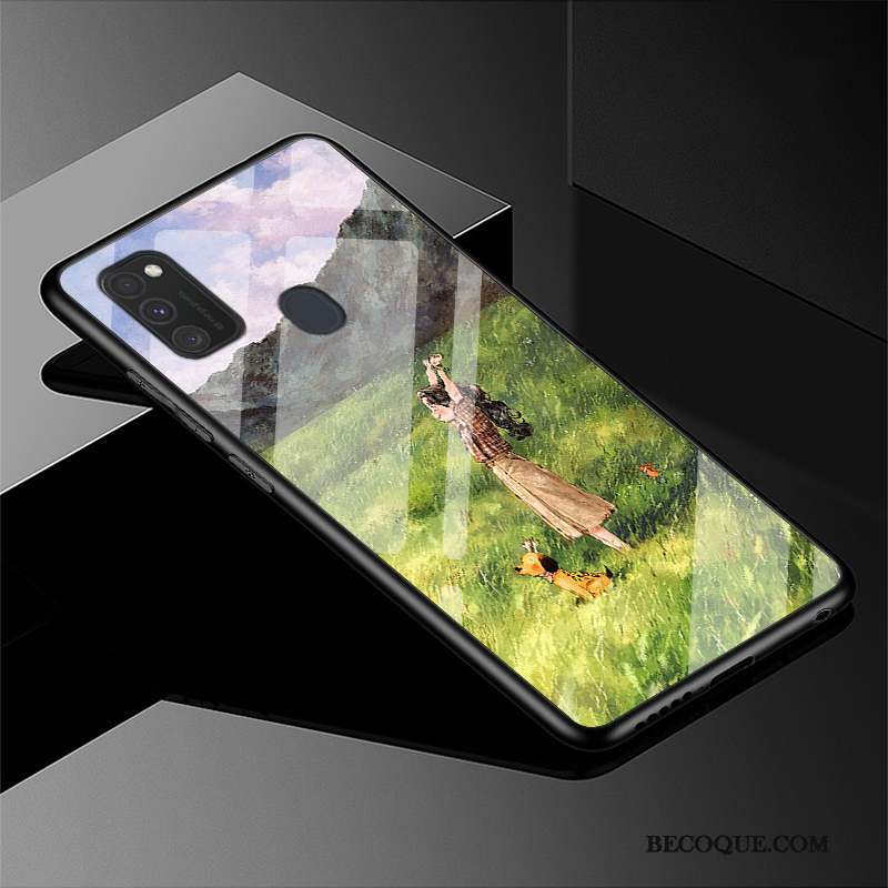 Samsung Galaxy M30s Coque Dessin Animé Verre Europe Simple Protection Nouveau