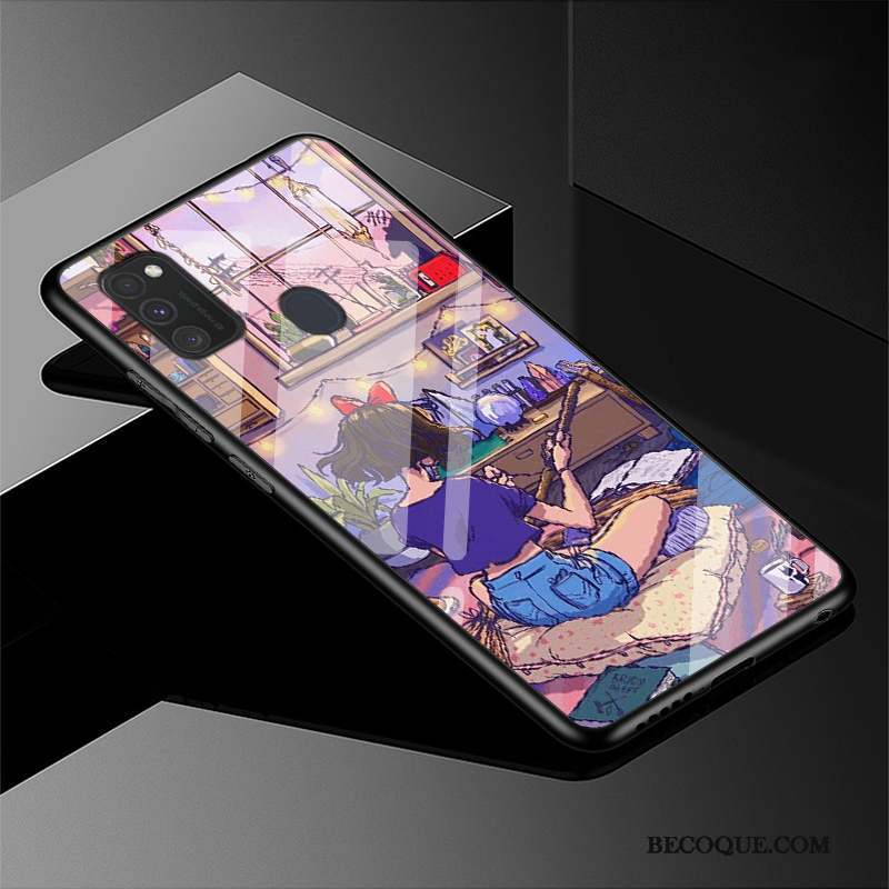 Samsung Galaxy M30s Coque Dessin Animé Verre Europe Simple Protection Nouveau