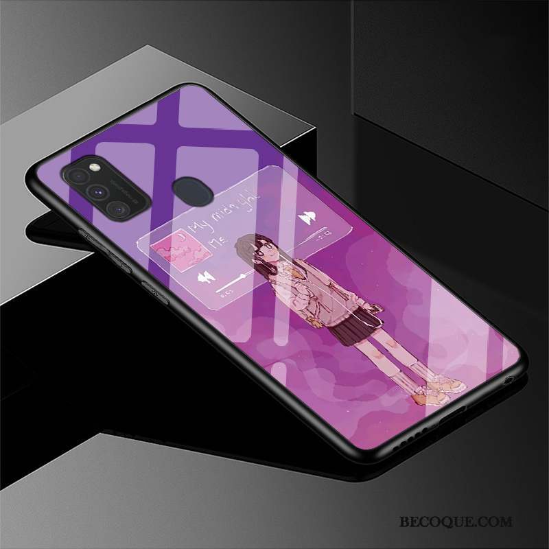 Samsung Galaxy M30s Coque Dessin Animé Verre Europe Simple Protection Nouveau