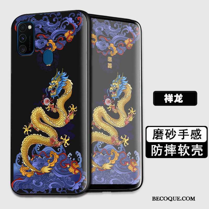 Samsung Galaxy M30s Coque Fluide Doux Noir Personnalité Silicone Tout Compris Étui