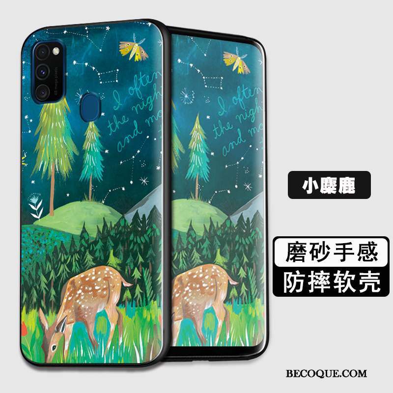 Samsung Galaxy M30s Coque Fluide Doux Noir Personnalité Silicone Tout Compris Étui