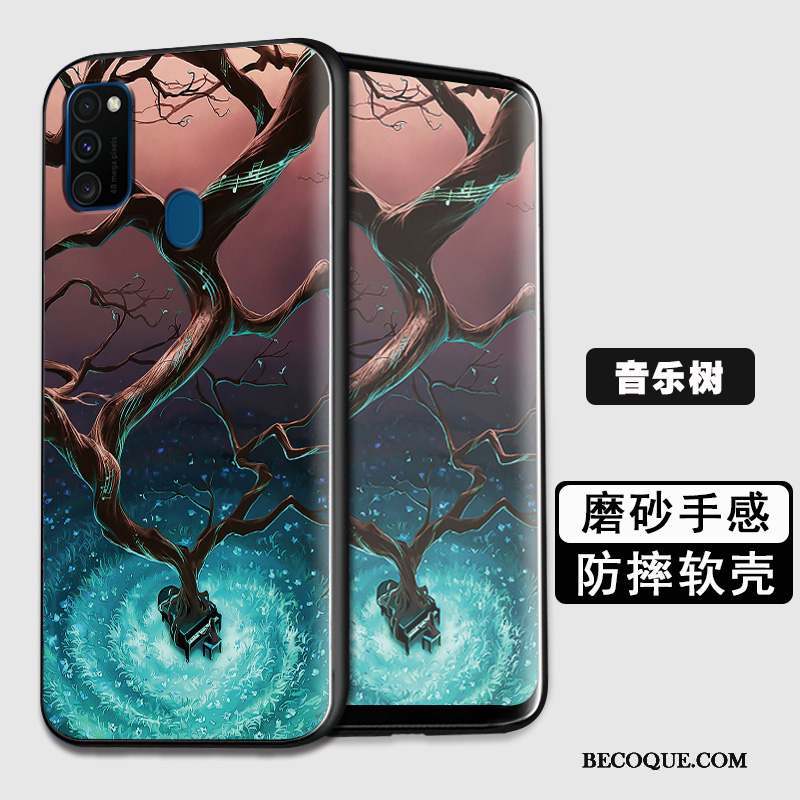 Samsung Galaxy M30s Coque Fluide Doux Noir Personnalité Silicone Tout Compris Étui