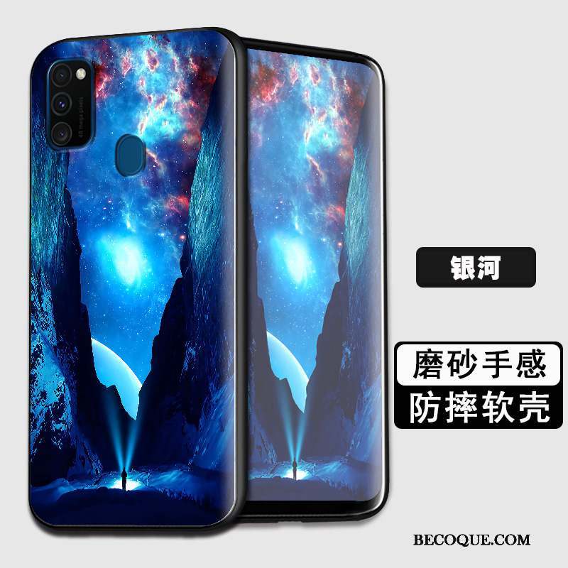 Samsung Galaxy M30s Coque Fluide Doux Noir Personnalité Silicone Tout Compris Étui