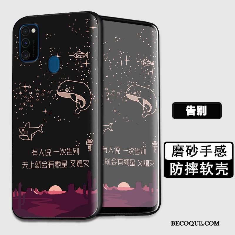 Samsung Galaxy M30s Coque Fluide Doux Noir Personnalité Silicone Tout Compris Étui