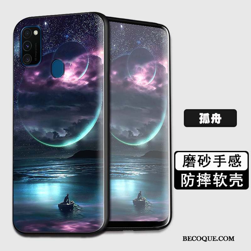 Samsung Galaxy M30s Coque Fluide Doux Noir Personnalité Silicone Tout Compris Étui