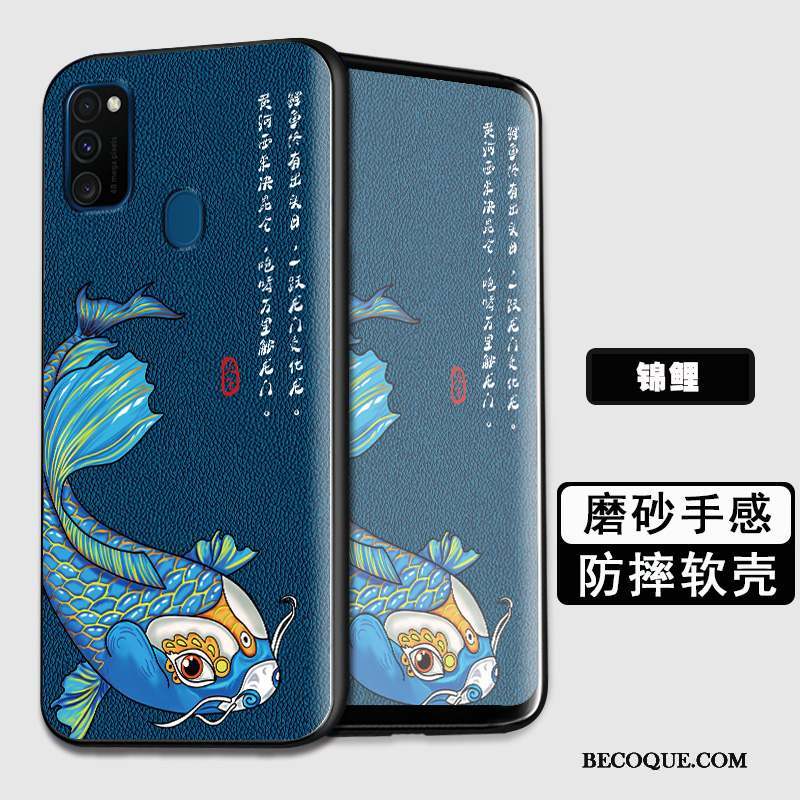 Samsung Galaxy M30s Coque Fluide Doux Noir Personnalité Silicone Tout Compris Étui