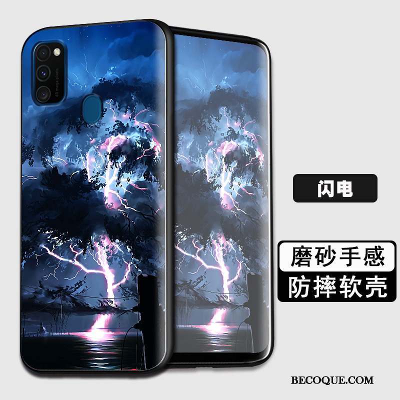 Samsung Galaxy M30s Coque Fluide Doux Noir Personnalité Silicone Tout Compris Étui