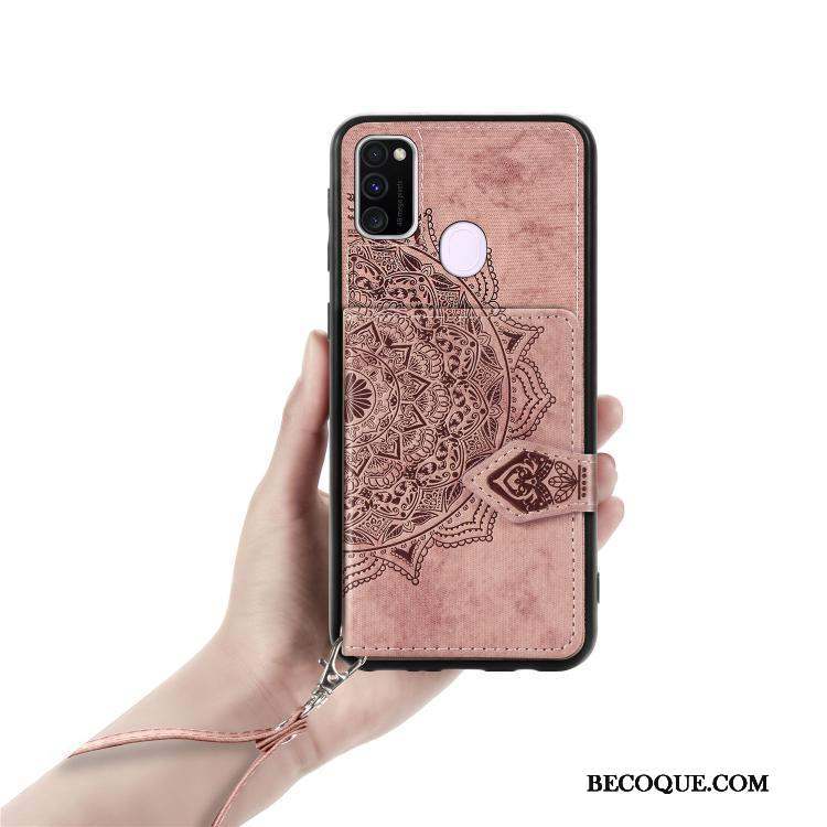 Samsung Galaxy M30s Coque Modèle Fleurie Étui Protection Ornements Suspendus Tissu Carte