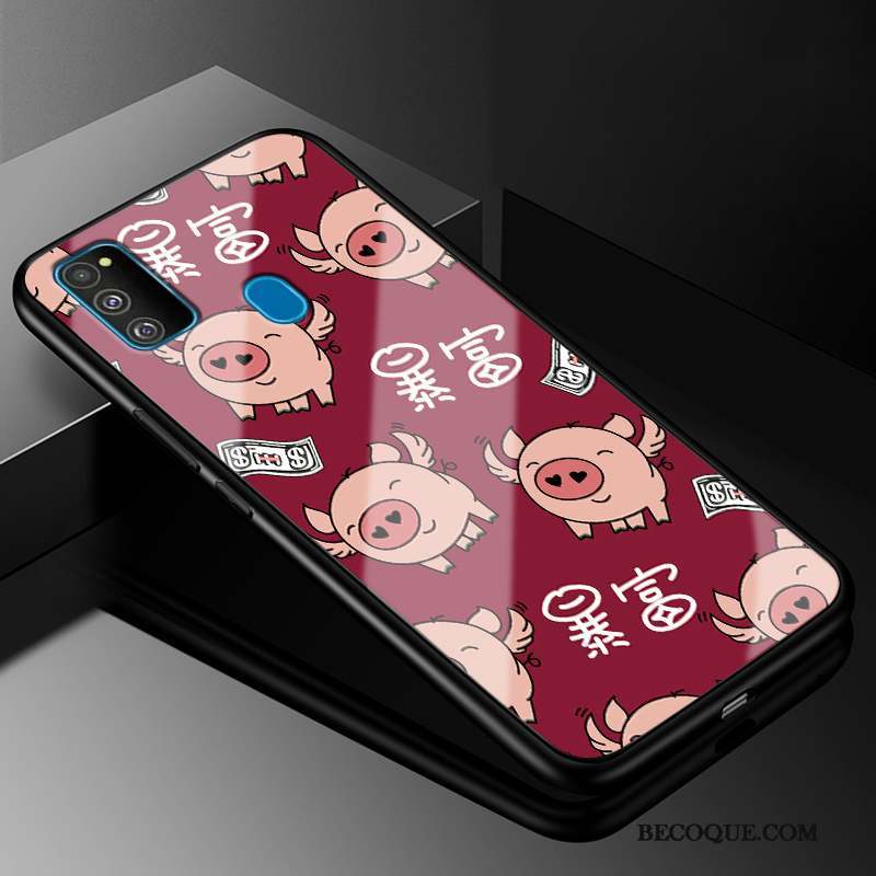 Samsung Galaxy M30s Coque Tout Compris Dessin Animé Léopard Rouge Protection Silicone