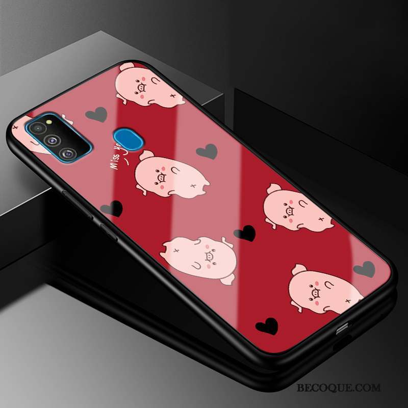 Samsung Galaxy M30s Coque Tout Compris Dessin Animé Léopard Rouge Protection Silicone