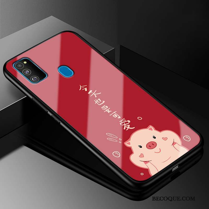 Samsung Galaxy M30s Coque Tout Compris Dessin Animé Léopard Rouge Protection Silicone