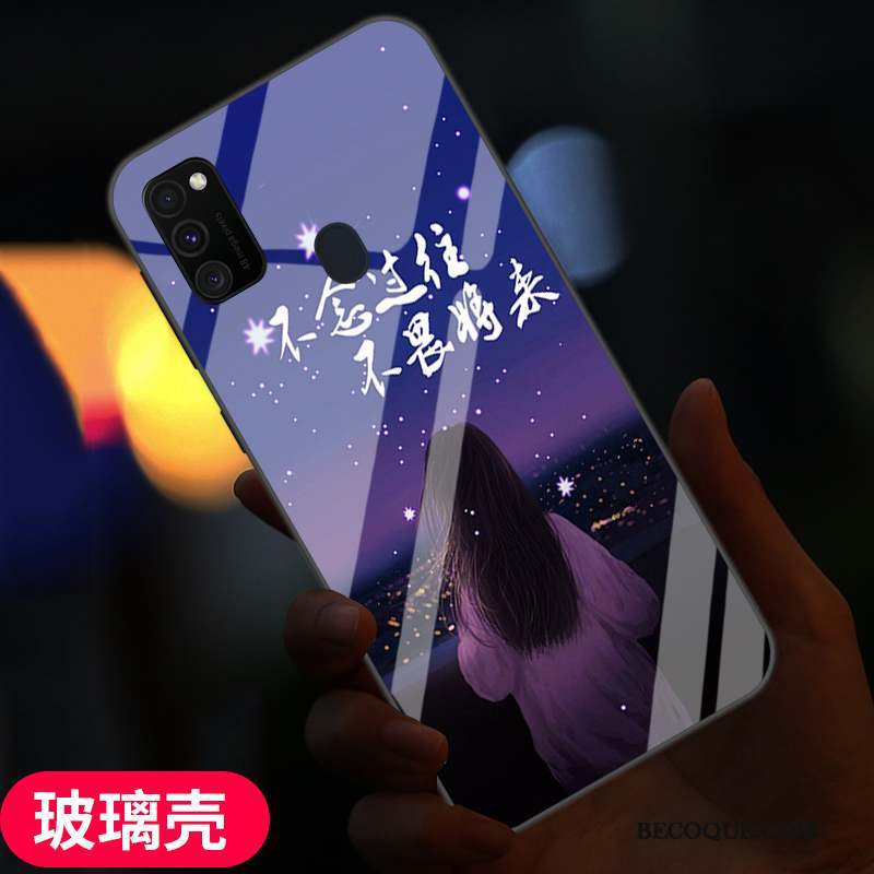 Samsung Galaxy M30s Coque Verre Trempé Incassable Nouveau Amoureux Fluide Doux Noir