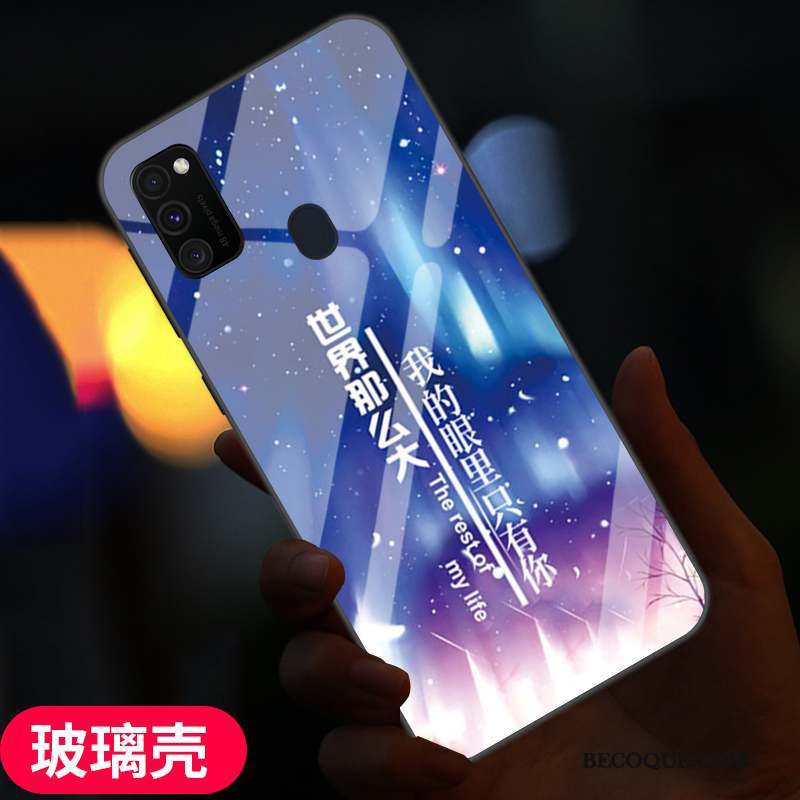 Samsung Galaxy M30s Coque Verre Trempé Incassable Nouveau Amoureux Fluide Doux Noir